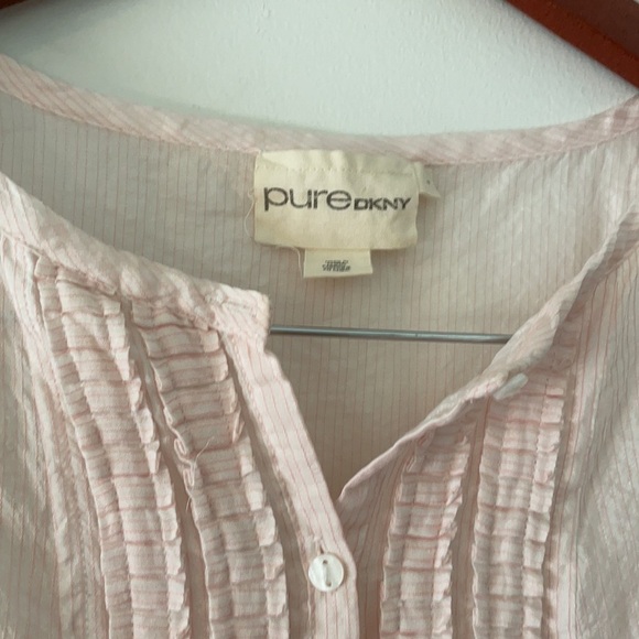 Pure DKNy Mandarin Colar Bwachy Light Pink Semisheer Lined Boho tunic Sz large - Picture 5 of 8